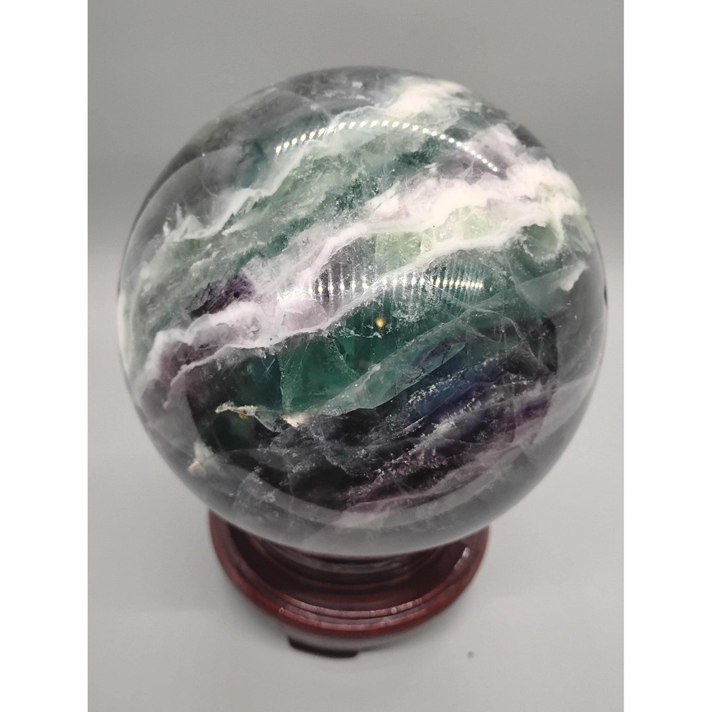 Large Fluorite Sphere, Natural Healing Crystal Ball, Mineral Display Decor